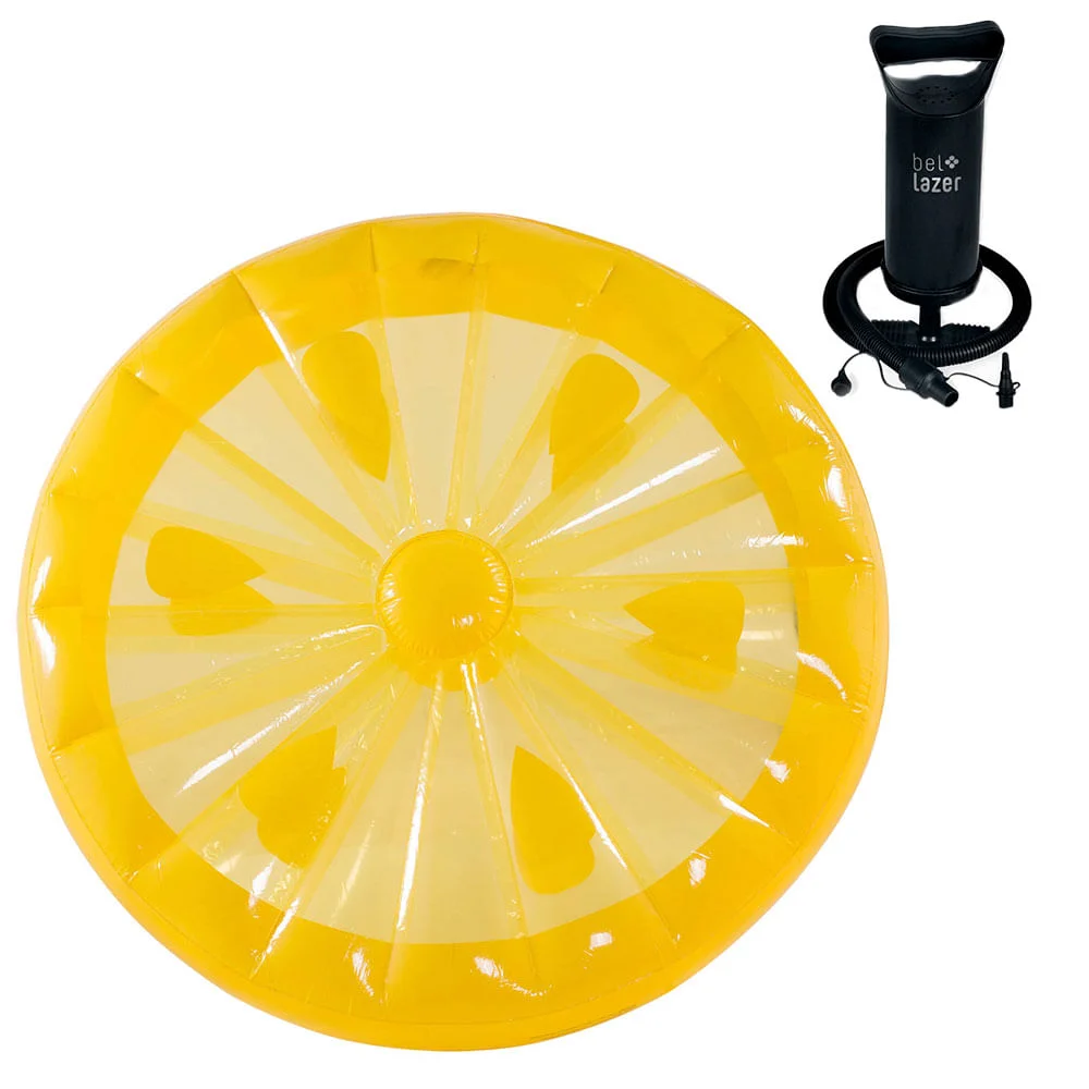 Kit Boia Inflável Gigante Adulto Limão 151500 Belfix e Bomba Manual 120200