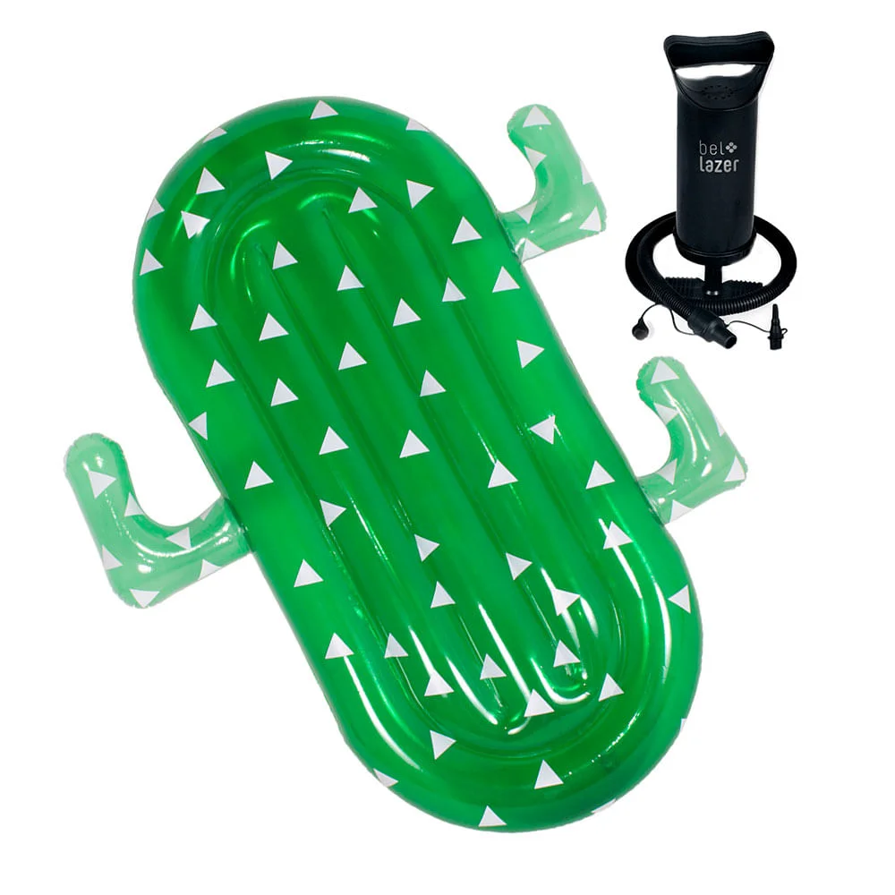 Kit Boia Inflável Gigante Cacto Transparente 180900 Belfix e Bomba Manual 120200
