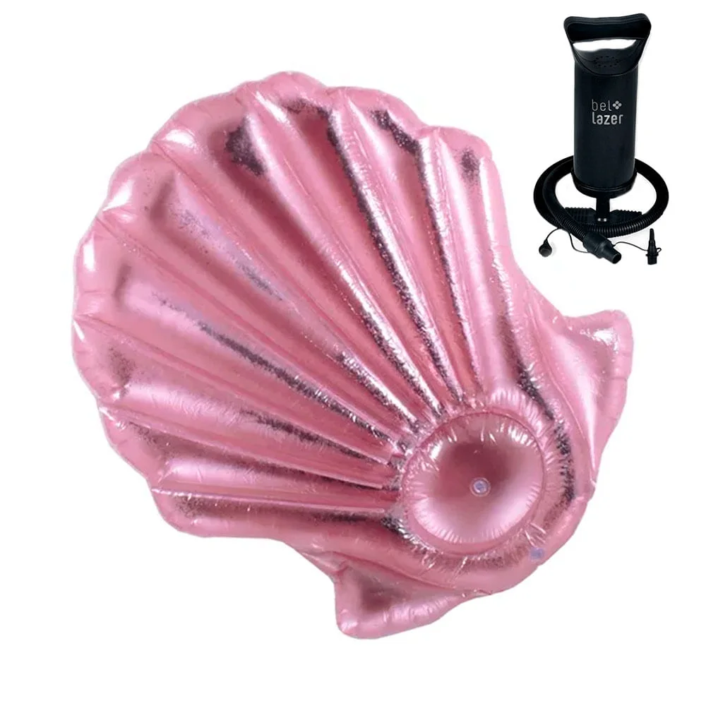 Kit Boia Inflável Gigante Concha 181400 Belfix e Bomba Manual 120200