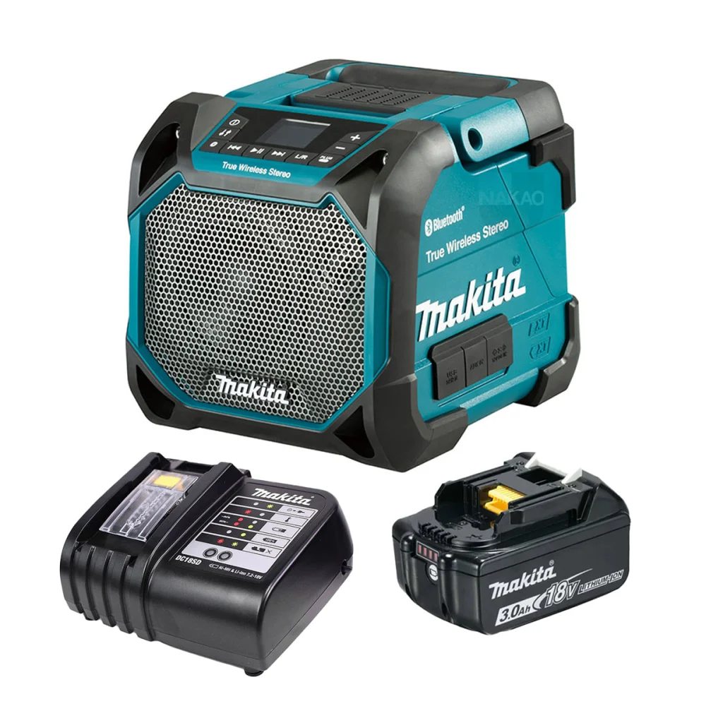 Kit Caixa de Som Portátil Bluetooth DMR203 Makita e Bateria 18V e Carregador