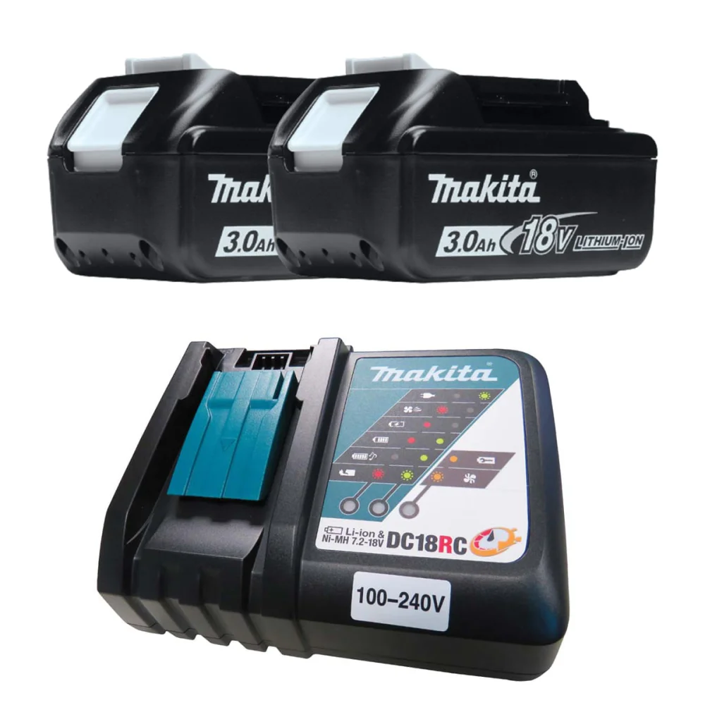 Kit Carregador de Bateria 14.4 a 18V DC18RC e 2 Baterias 18V BL1830 Makita