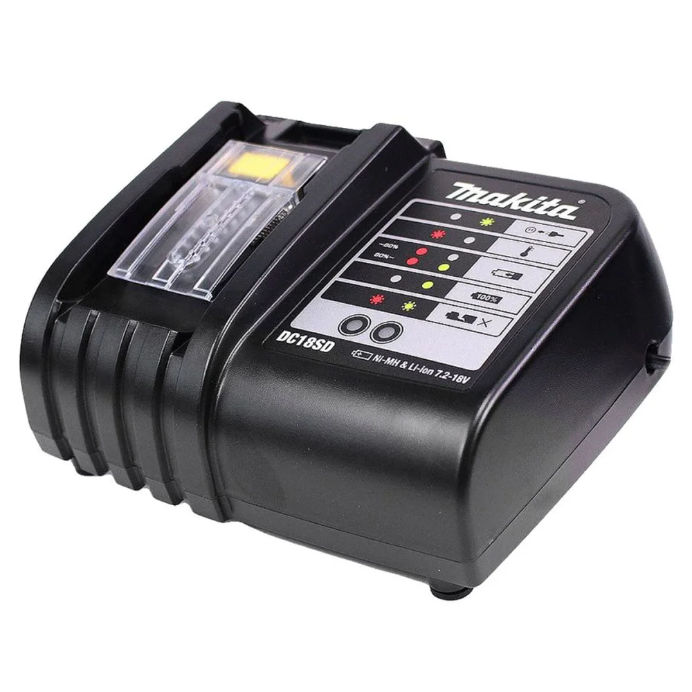 Kit Carregador de Bateria 14V a 18V DC18SD Makita e Bateria 18V 3.0Ah