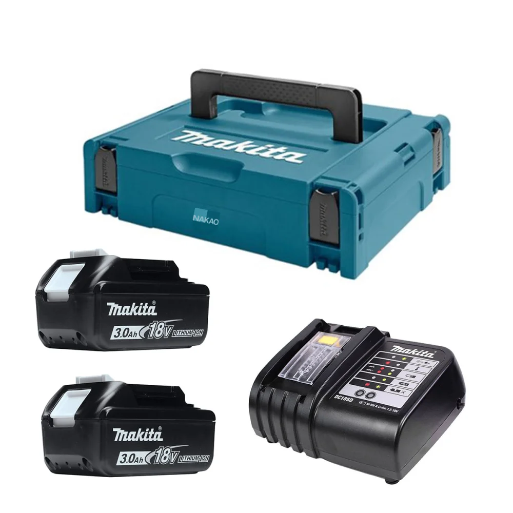 Kit Carregador de Bateria de 14V a 18V DC18SD Makita e 2 Baterias e Mak-Pac 1 Bivolt