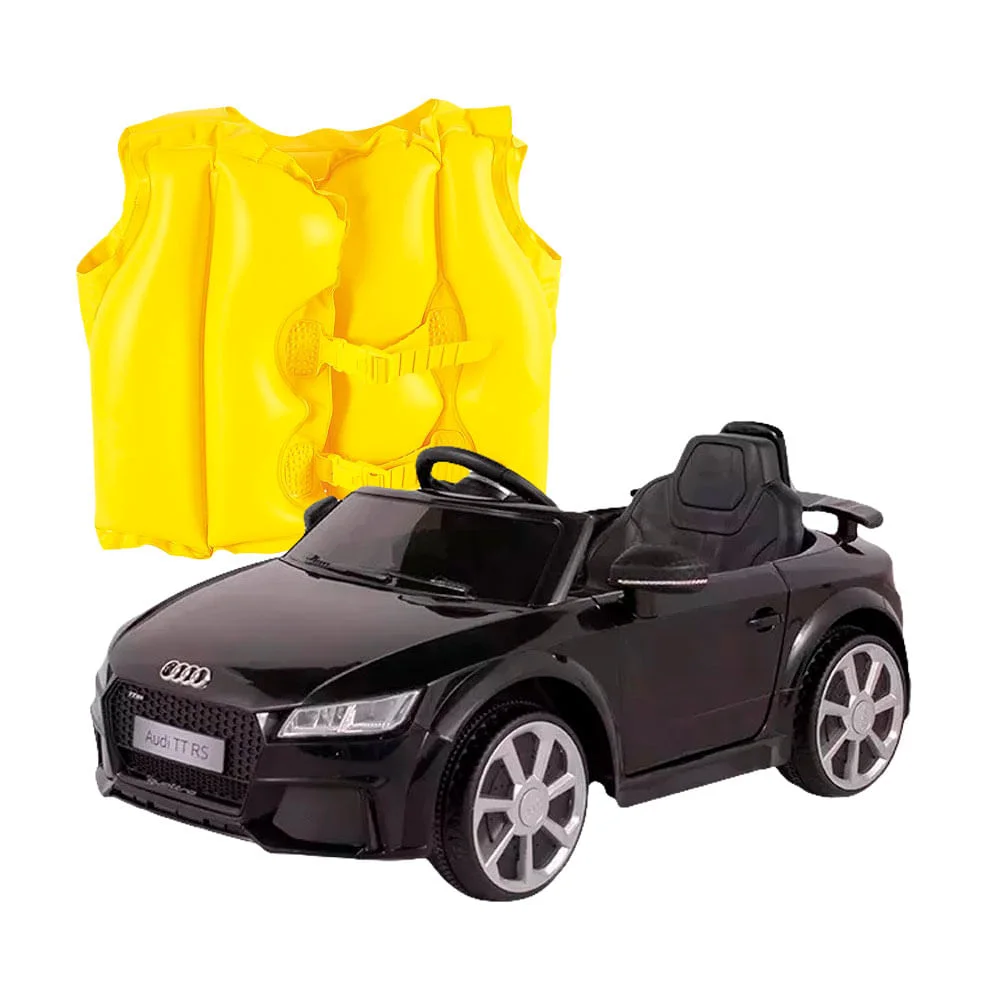Kit Carro Elétrico Audi TT RS Bel Brink e Colete Boia Inflável Infantil 1822