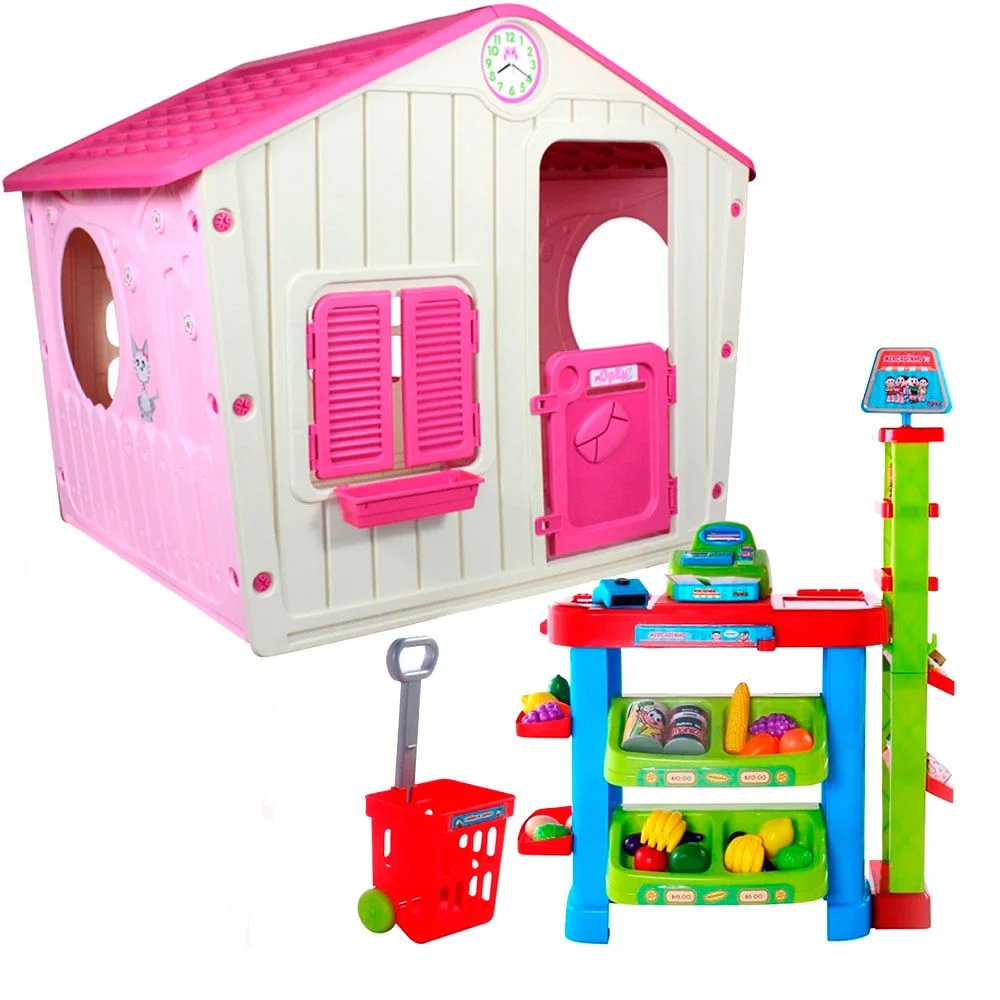 Kit Casinha de Brinquedo 5611 e Mercadinho Turma da Mônica 491300 Belfix
