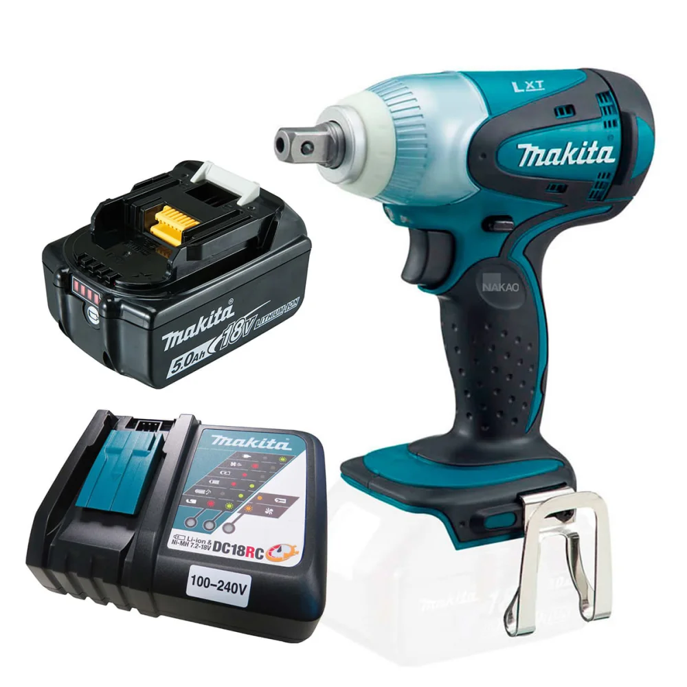 Kit Chave de Impacto 1/2 Pol DTW251Z Makita e Bateria 18V 5.0Ah e Carregador