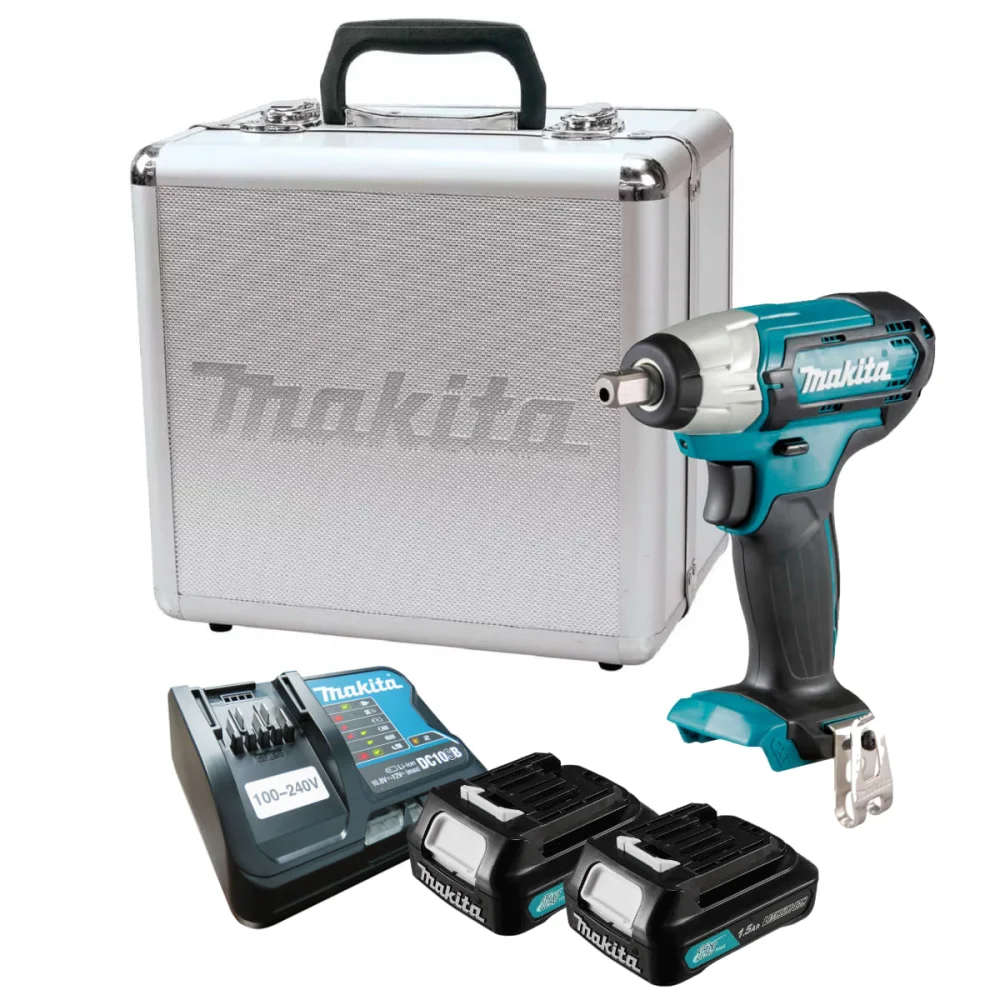 Kit Chave de Impacto 1/2 Pol TW141DZ Makita e 2 Baterias 1.5Ah e Carregador e Maleta