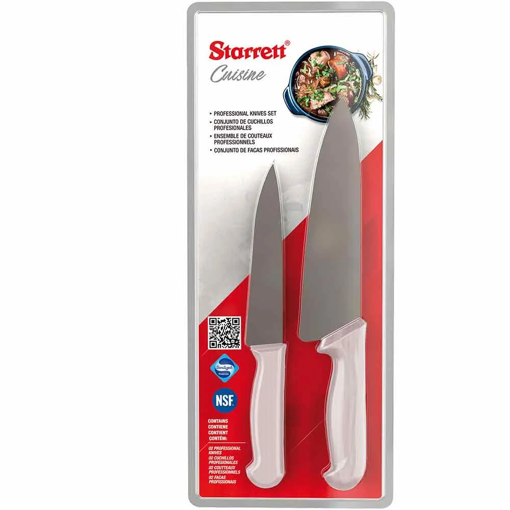 Kit com 2 Facas para Cozinha e Pedra de Afiar Faca 120/320 Dupla Face Starrett