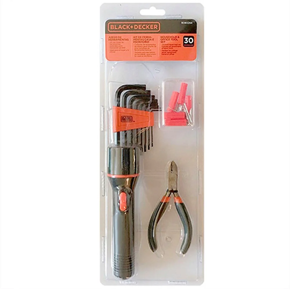 Kit Combo Ferramentas Gerais para Casa e Escritório 30 Peças BD80294-840 Black&Decker