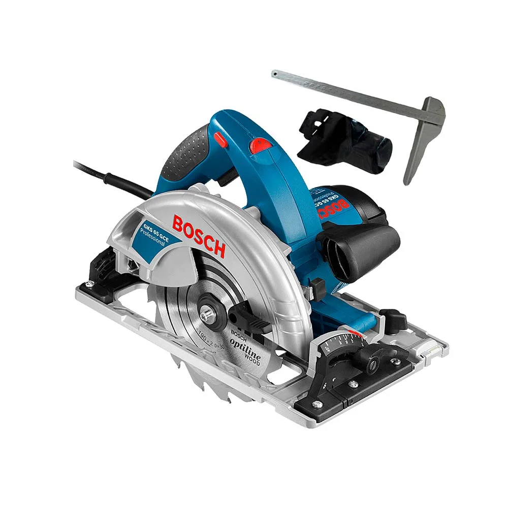 Kit Combo Serra Circular GKS 65 GCE Bosch e Trilho de 110cm e Acessórios 220 Volts