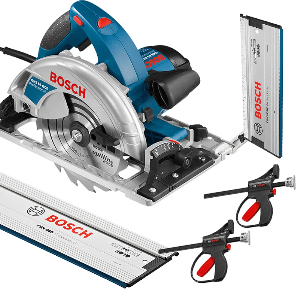 Kit Combo Serra Circular GKS 65 GCE Bosch e Trilho de 80cm e Acessórios 220 Volts
