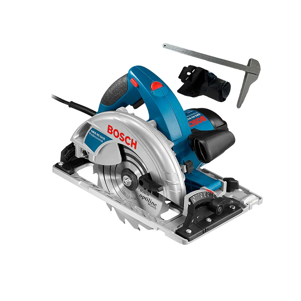 Kit Combo Serra Circular GKS 65 GCE Bosch e Trilhos de 80cm e 110cm 220 Volts
