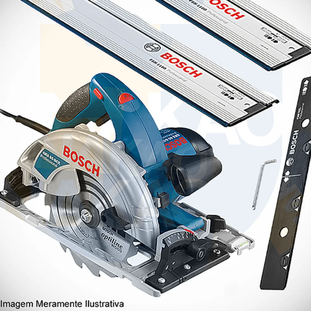 Kit Combo Serra Circular GKS 65 GCE Bosch e Trilhos e Conector de Trilhos 220 Volts