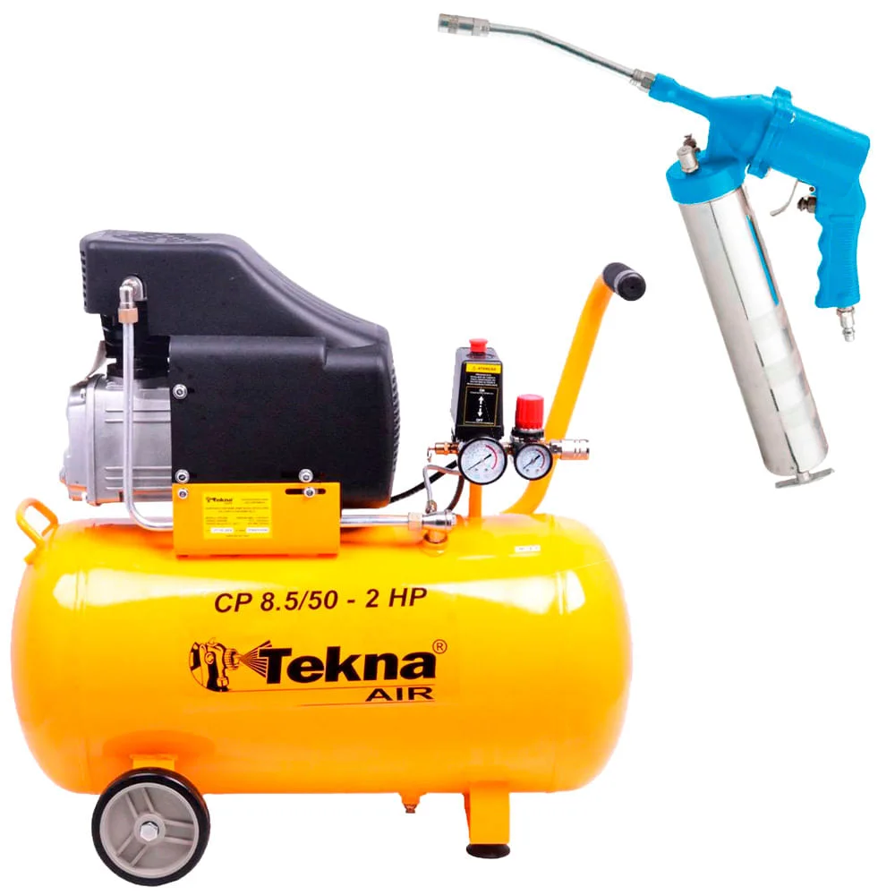 Kit Compressor de Ar 50L CP8550 Tekna e Engraxadeira Pneumática G1182