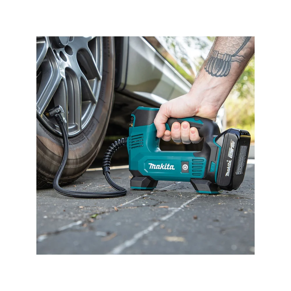 Kit Compressor de Ar Portátil à Bateria Makita e Bateria Íons de Lítio 18V
