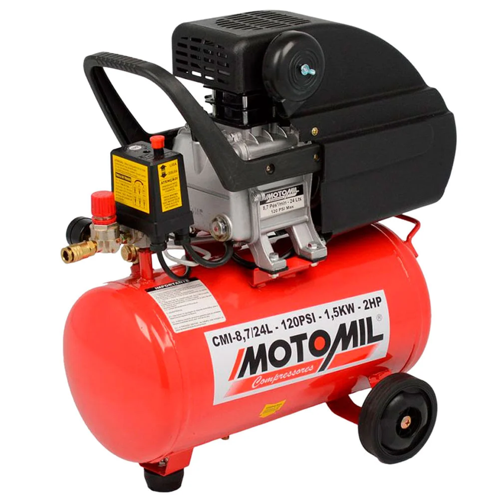 Kit Compressor Motomil Biv e Pinador Pneumático e Filtro MTX e Jg de Engate Steel