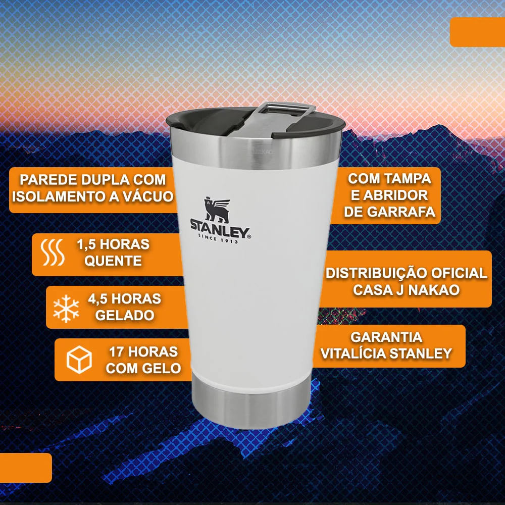 Kit Copo Térmico de Cerveja com Tampa 473ml Stanley e Caixa Térmica 24 Litros