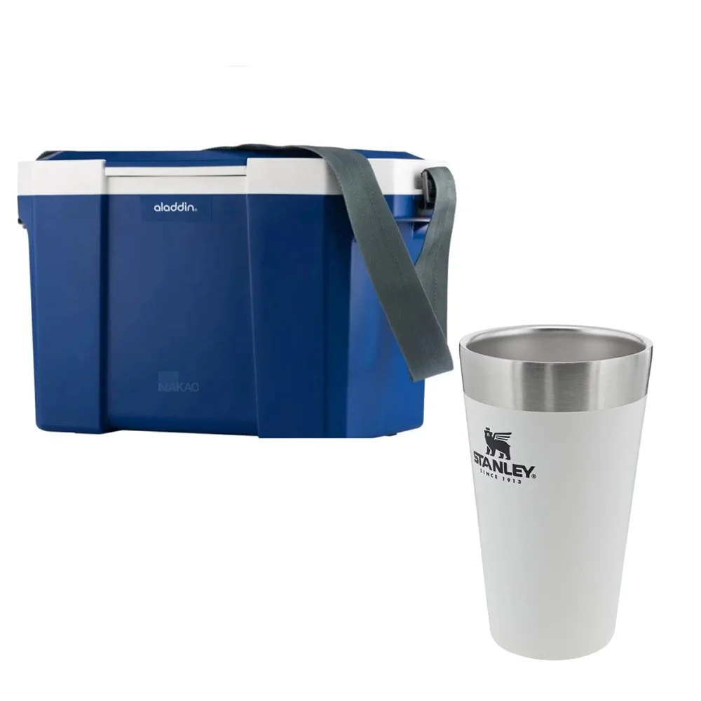 Kit Copo Térmico de Cerveja sem Tampa 473ml Stanley e Caixa Térmica 24 Litros