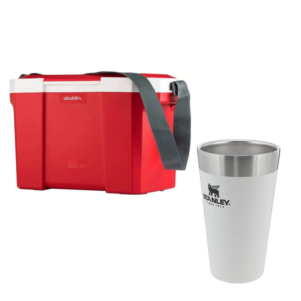 Kit Copo Térmico de Cerveja sem Tampa 473ml Stanley e Caixa Térmica 24 Litros