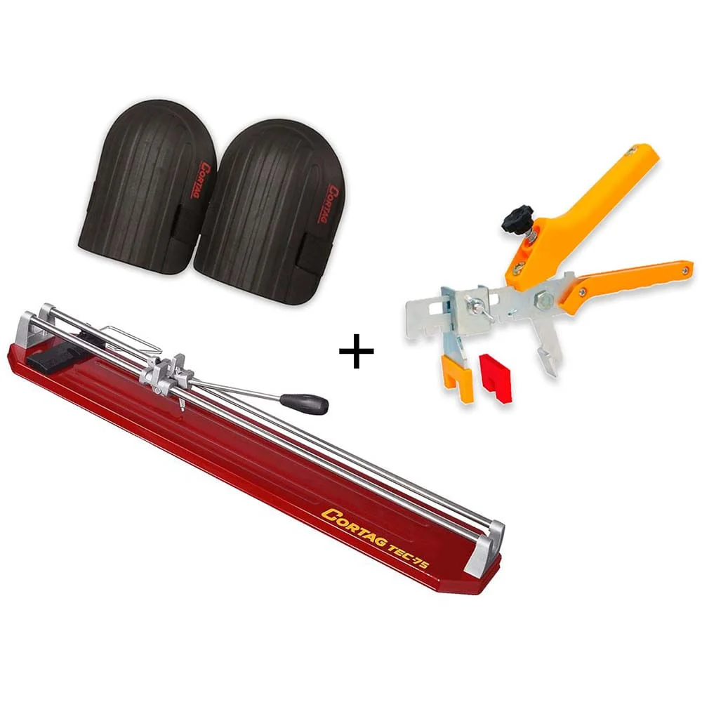 Kit Cortador de Piso 75cm TEC 75 e Joelheira em EVA e Alicate para Nivelamento
