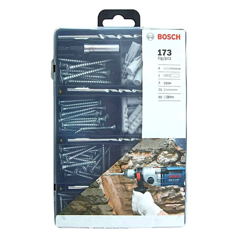 Kit de Fixação com Brocas Buchas Pontas e Parafusos com 173 unidades Bosch