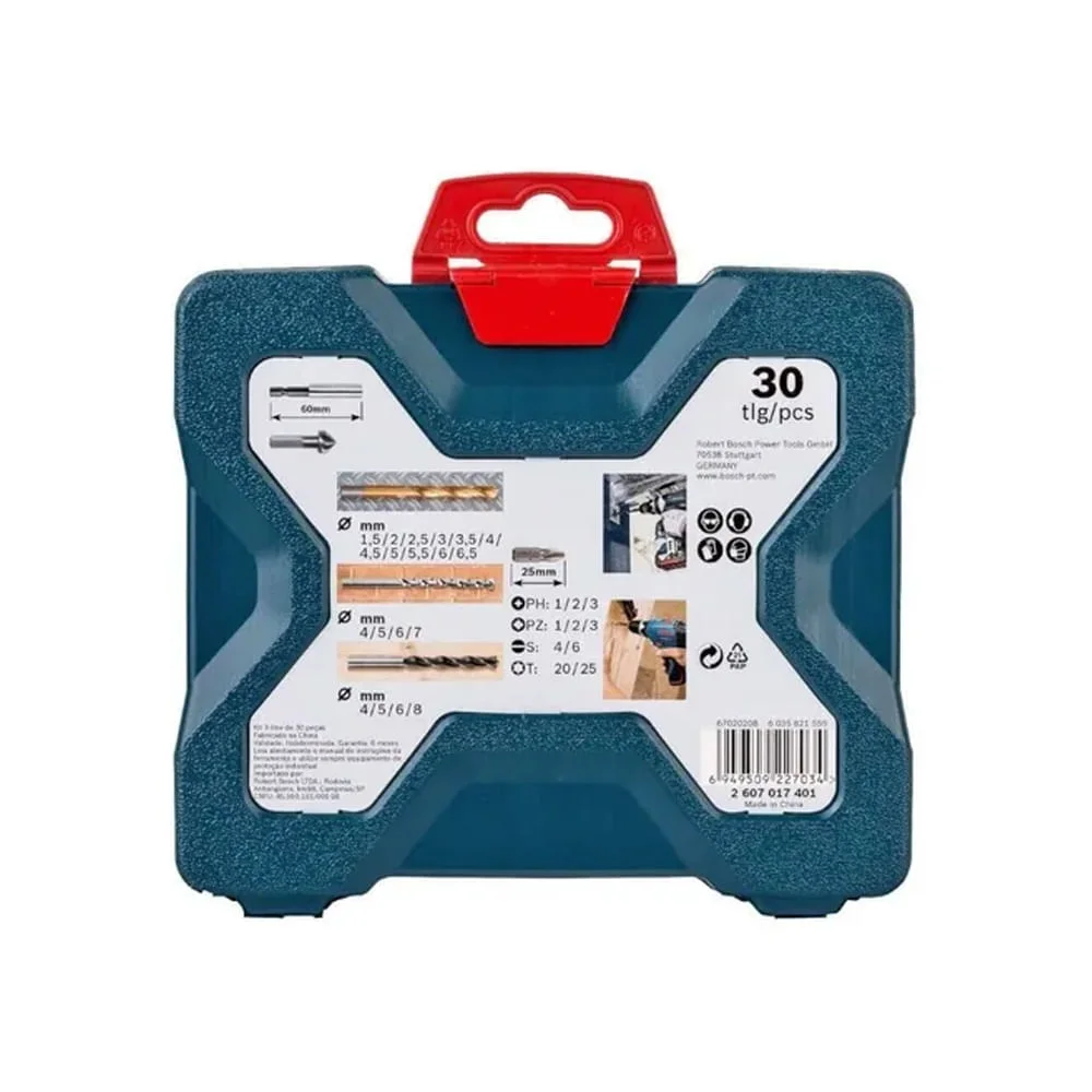 Kit de Pontas e Brocas em Titânio Mala X-Line com 30 Peç Bosch