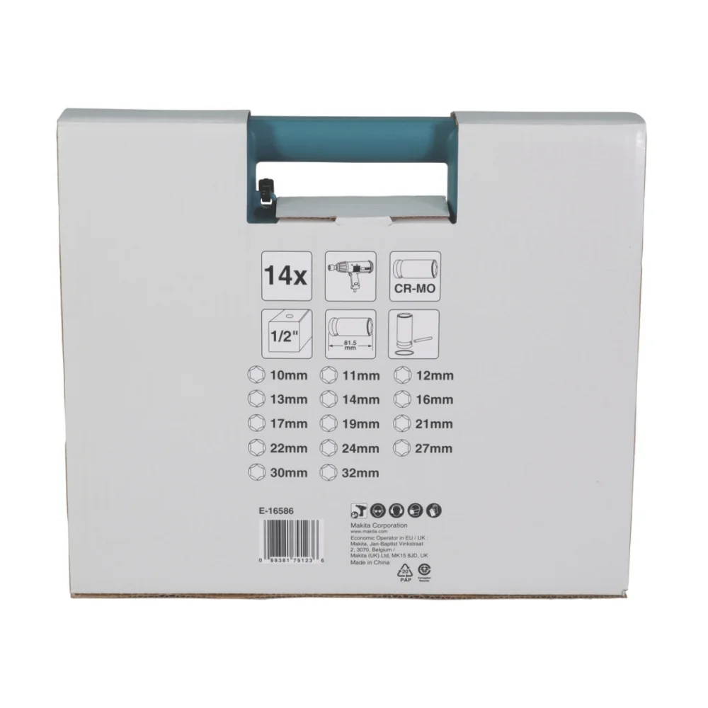 Kit de Soquetes de Impacto com Encaixe 1/2 – E-16586 – Makita