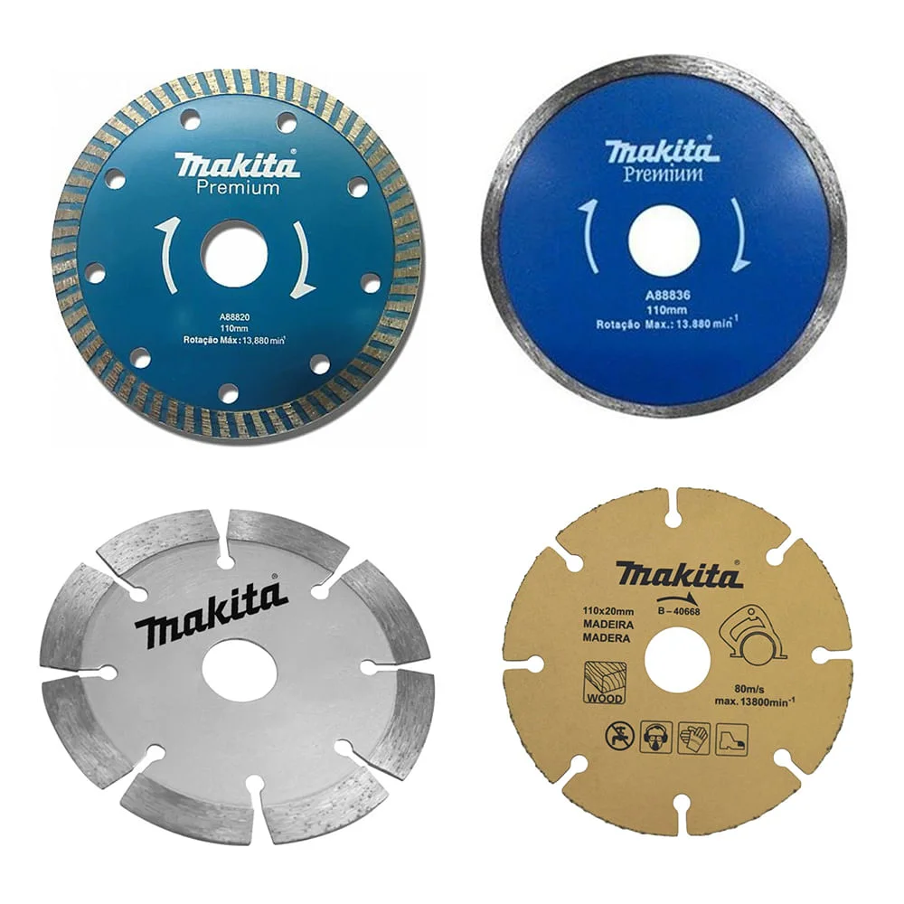 Kit Discos Diamantado110mm e Turbo110mm e Segmentado105mm e Disco de Serra110mm