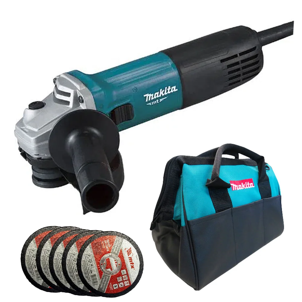 Kit Esmerilhadeira Angular 125mm 850W M9511B Makita e 5 Disco de Corte e Bolsa