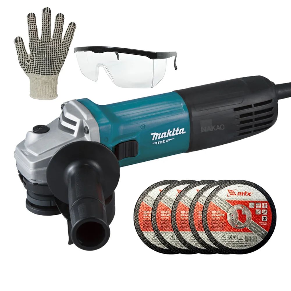 Kit Esmerilhadeira Angular 850 Watts M9510B Makita e Luva e Óculos e 5 Discos