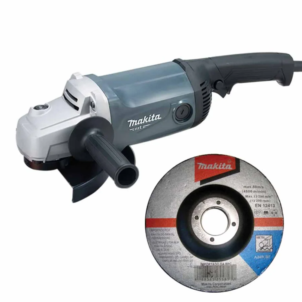 Kit Esmerilhadeira Angular M0920G Makita e Disco de Corte Desbaste Abrasivo