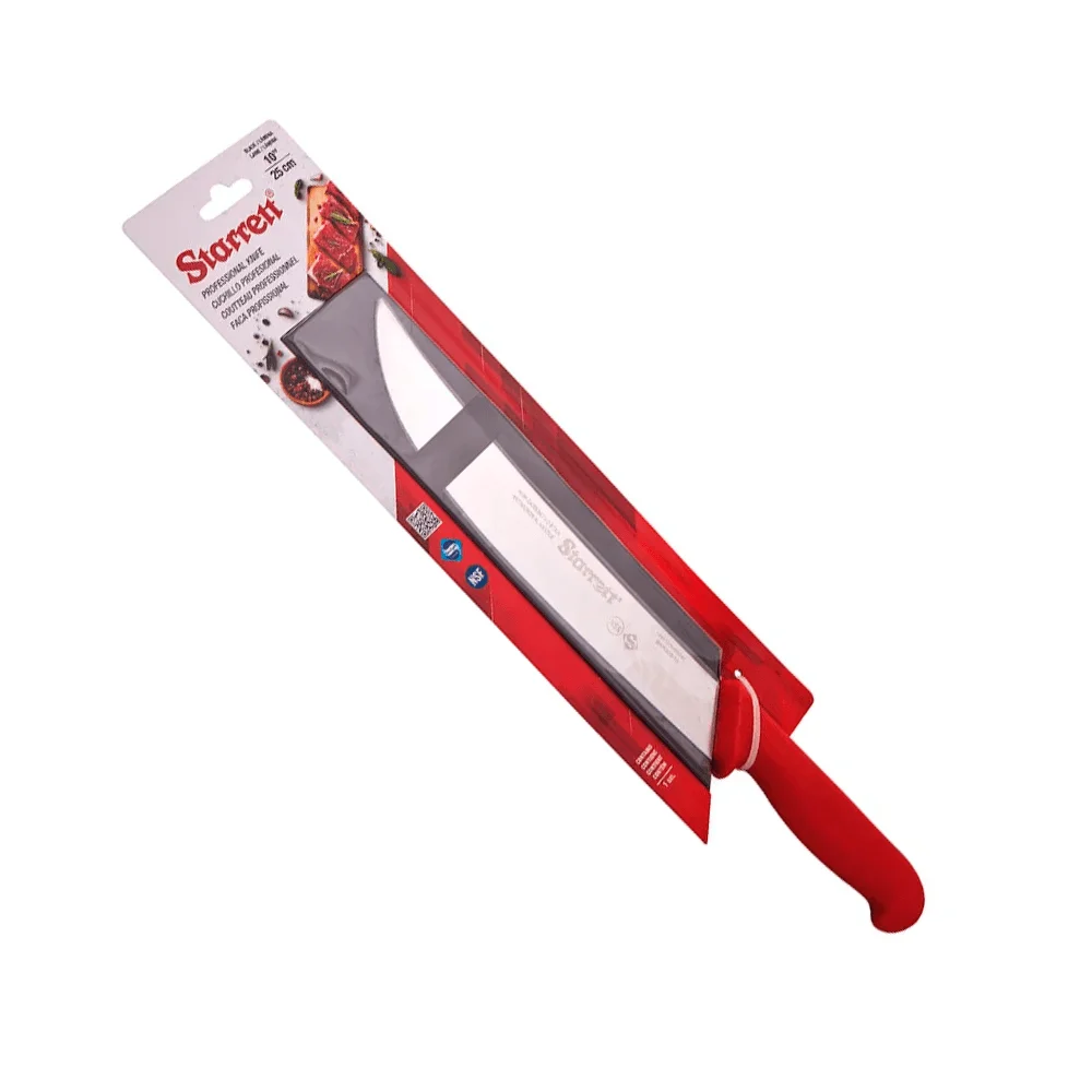 Kit Faca para Carne Lâmina Curvada Larga 10 Pol e Pedra de Afiar Dupla Starrett