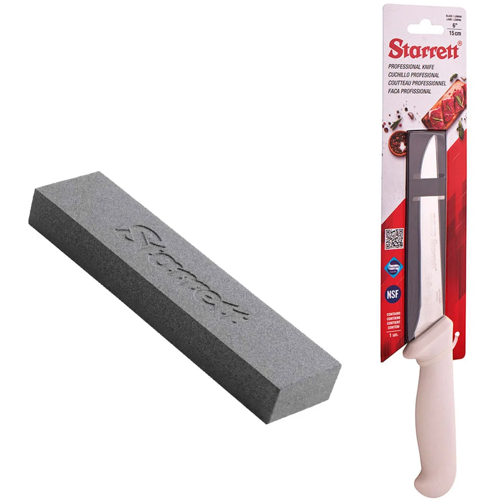 Kit Faca para Desossa Lâmina Reta Estr 6Pol e Pedra de Afiar Dup Face Starrett