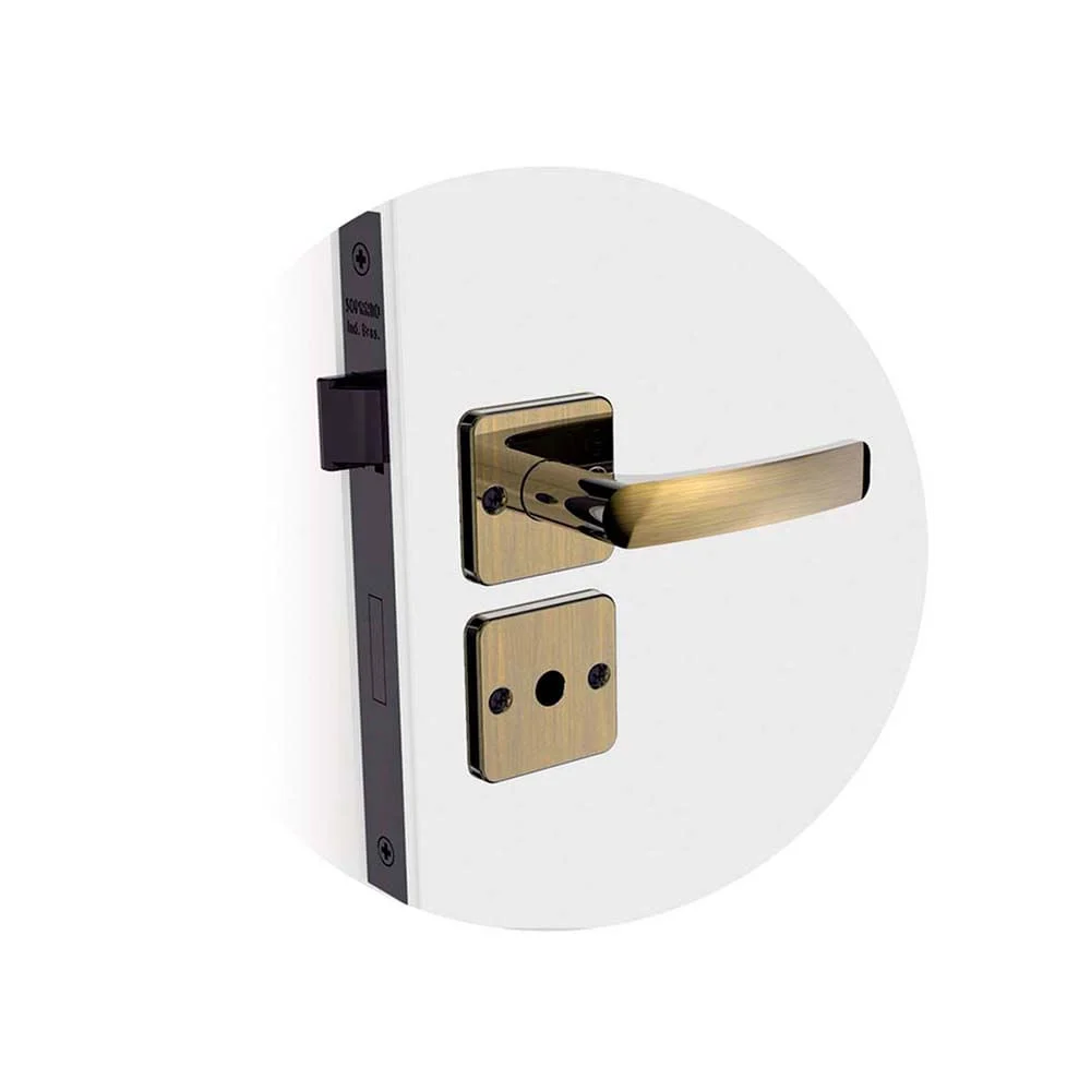 Kit Fechadura Pali Reta Antique ROS25 Banheiro e Externa e 2 Internas Soprano