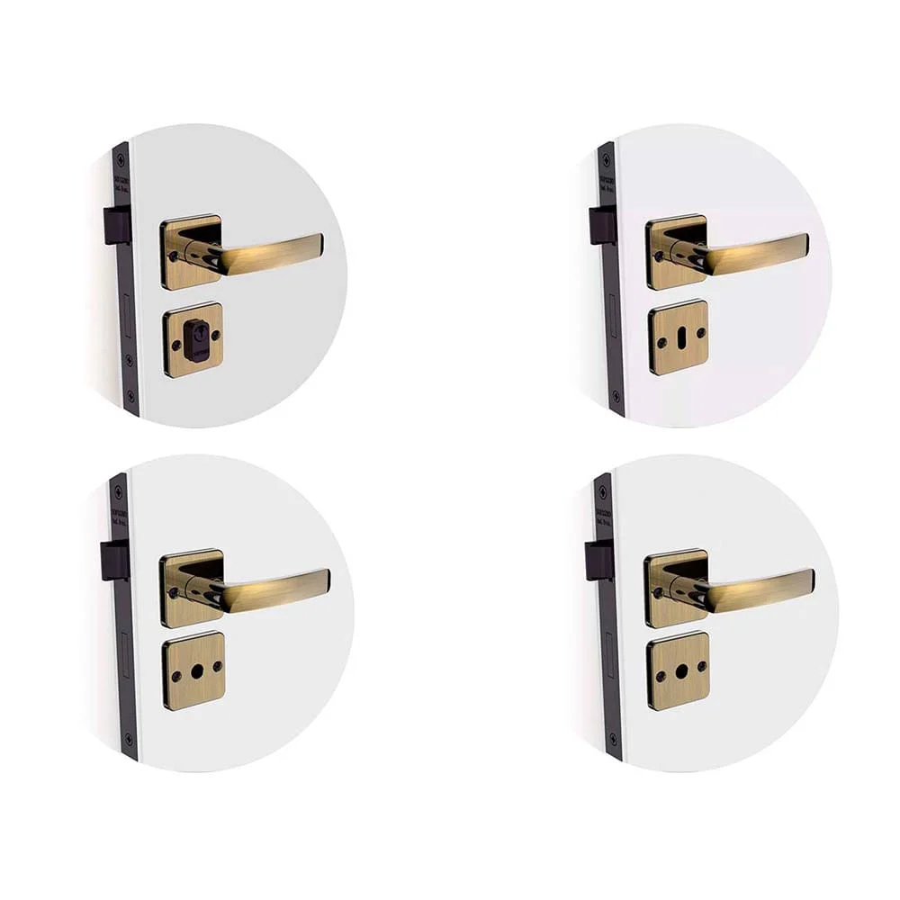 Kit Fechadura Pali Reta Antique ROS25 Banheiro e Externa e 2 Internas Soprano