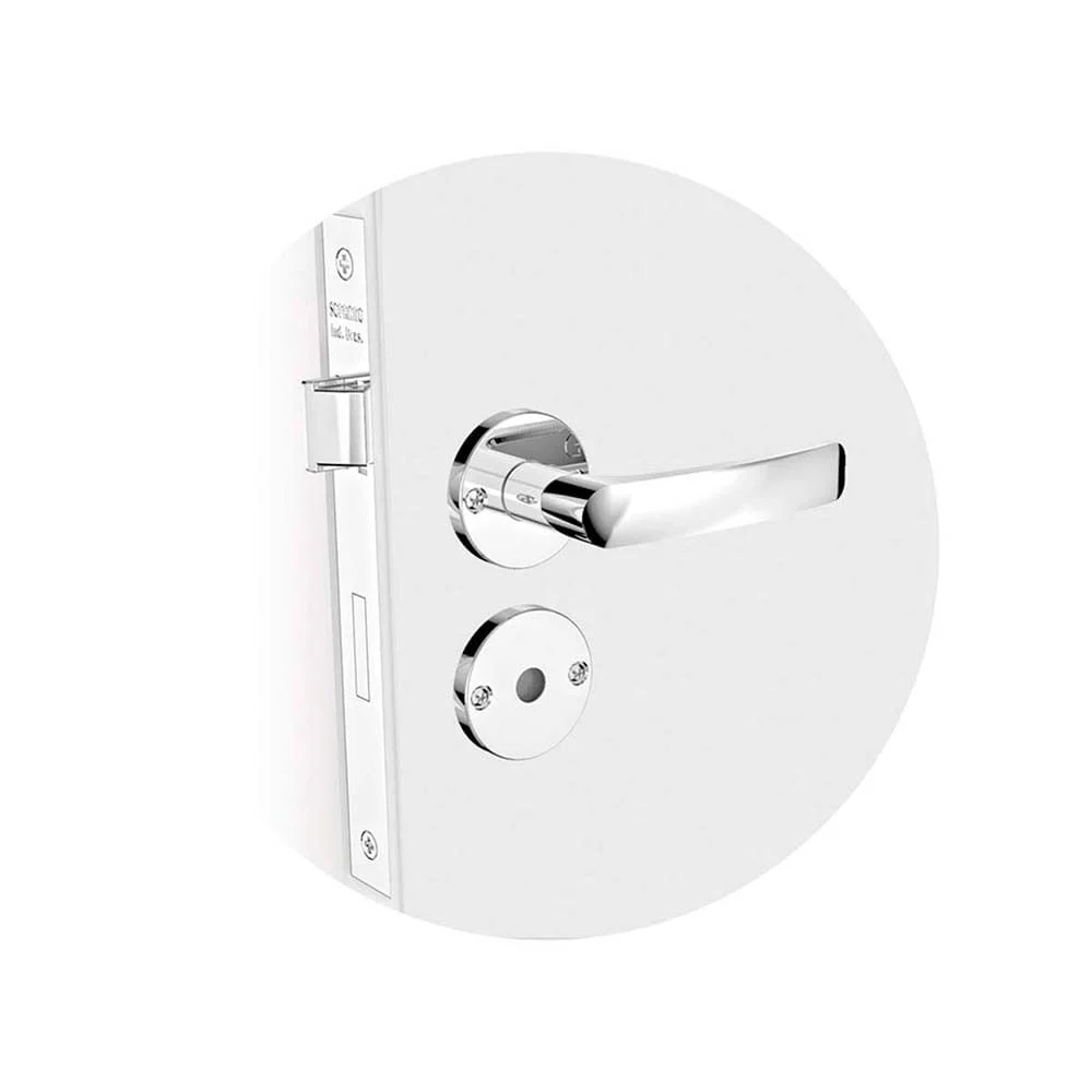 Kit Fechadura Pali Reta Cromado ROS23 Banheiro e Externa e 2 Internas Soprano