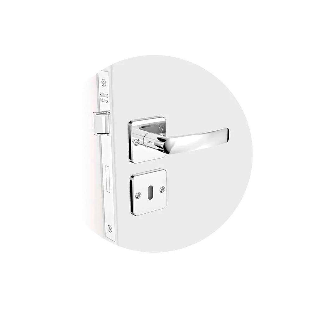 Kit Fechadura Pali Reta Cromado ROS25 Banheiro e Externa e 2 Internas Soprano