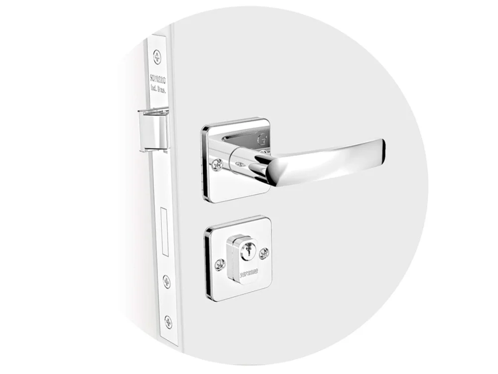 Kit Fechadura Pali Reta Cromado ROS25 e Banheiro e Externa e Interna Soprano