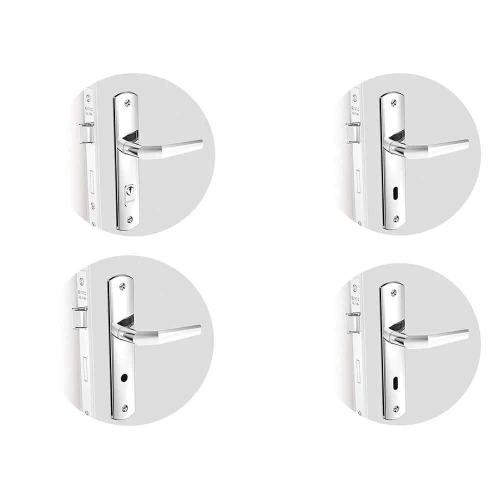 Kit Fechadura Popline Reta Cromado ESP26 1 Banheiro e Externa 2 Internas Soprano