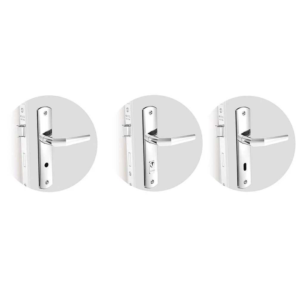 Kit Fechadura Popline Reta Cromado ESP26 Banheiro e Externa e Interna Soprano