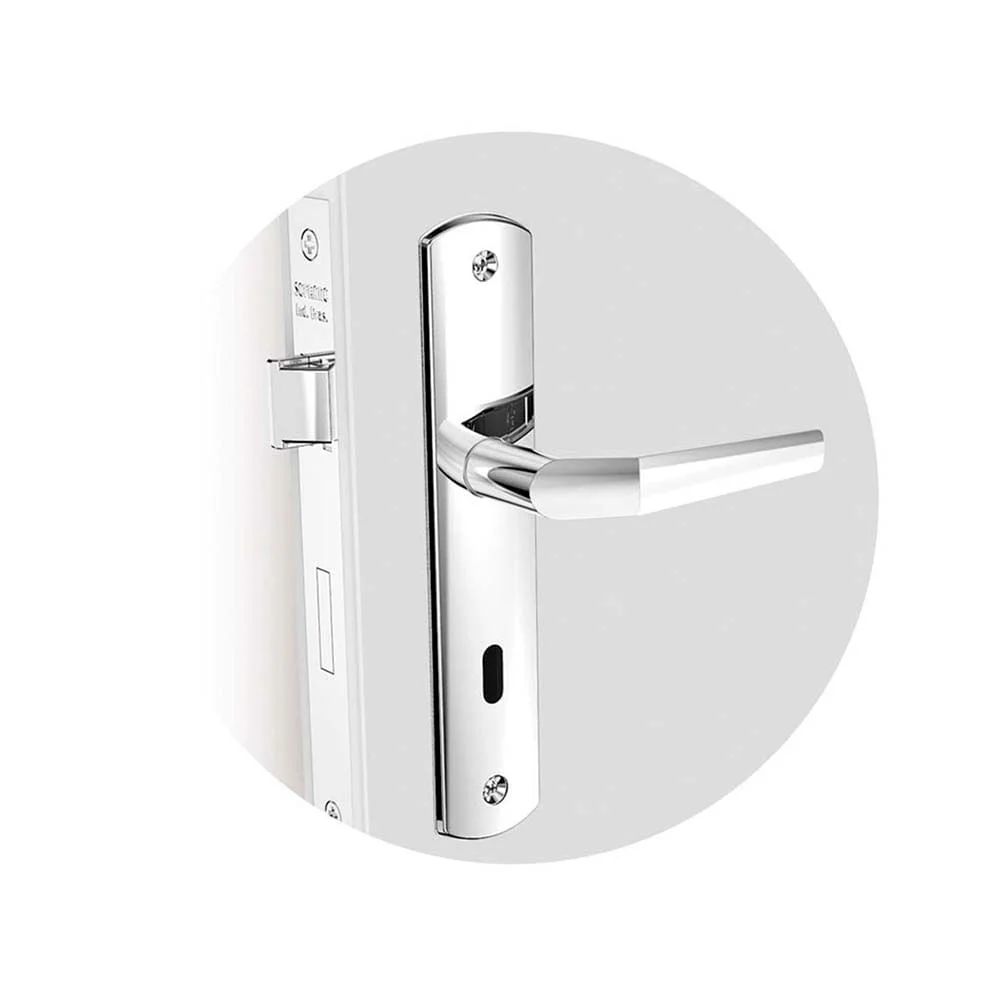 Kit Fechadura Popline Reta Cromado ESP26 Banheiro e Externa e Interna Soprano