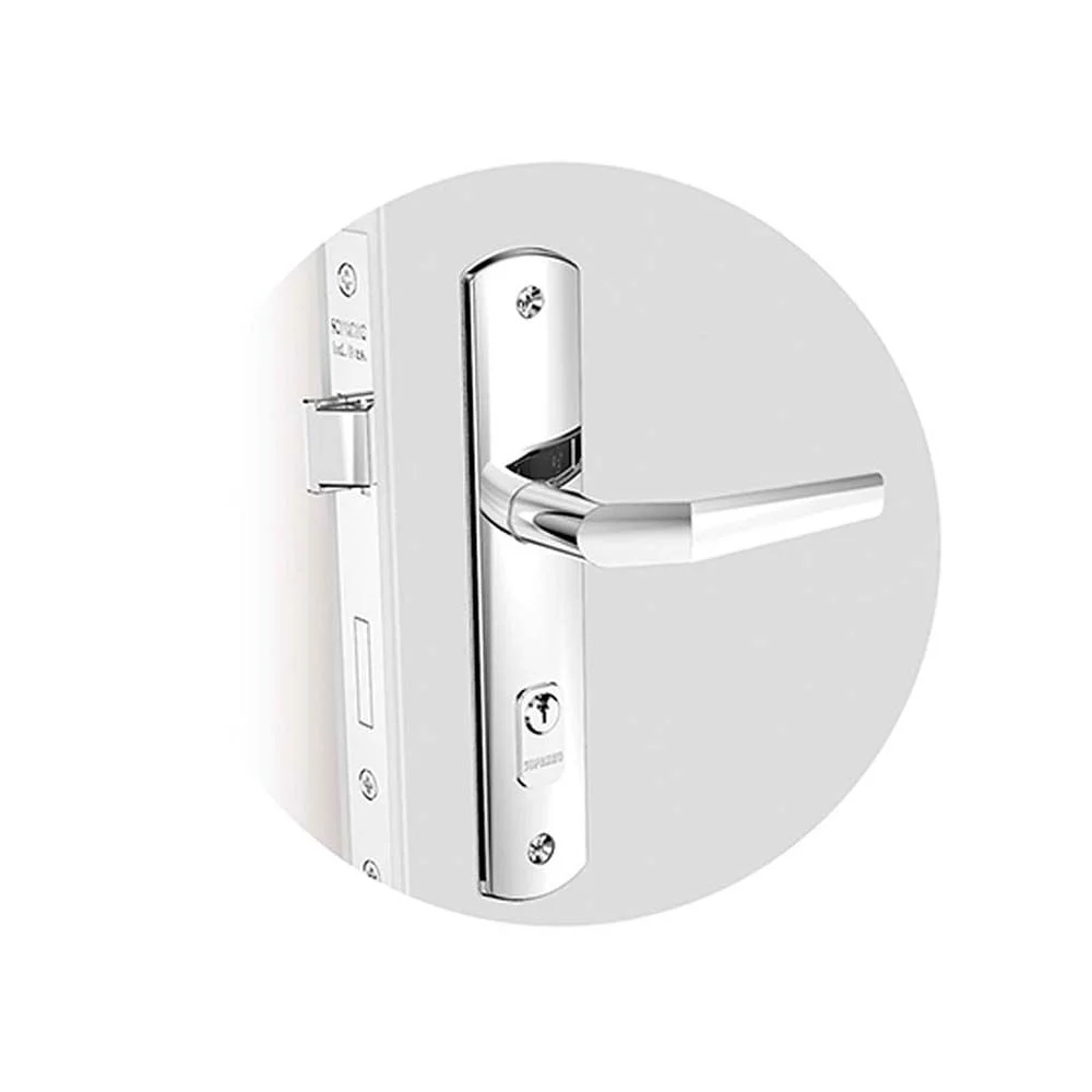 Kit Fechadura Popline Reta Cromado ESP26 Banheiro e Externa e Interna Soprano