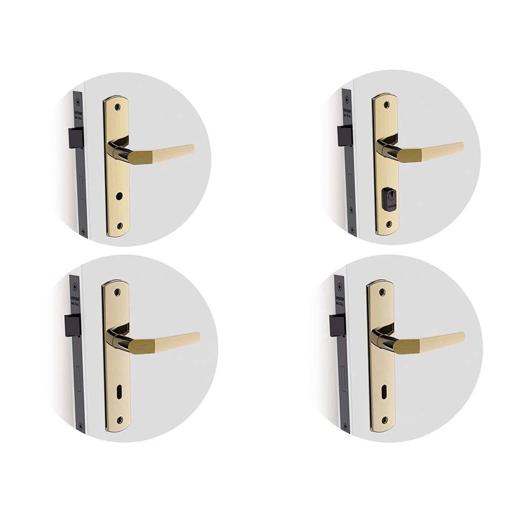 Kit Fechadura Popline Reta Oxidado ESP26 e Banheiro e Externa e 2Internas Soprano