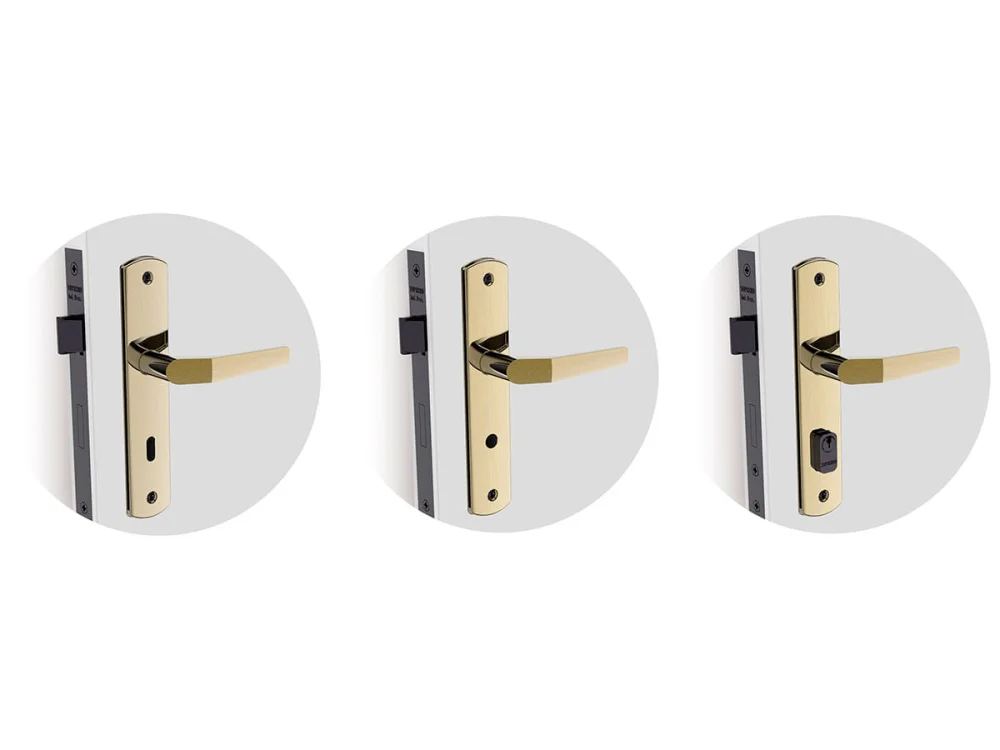 Kit Fechadura Popline Reta Oxidado ESP26 e Banheiro e Externa e Interna Soprano