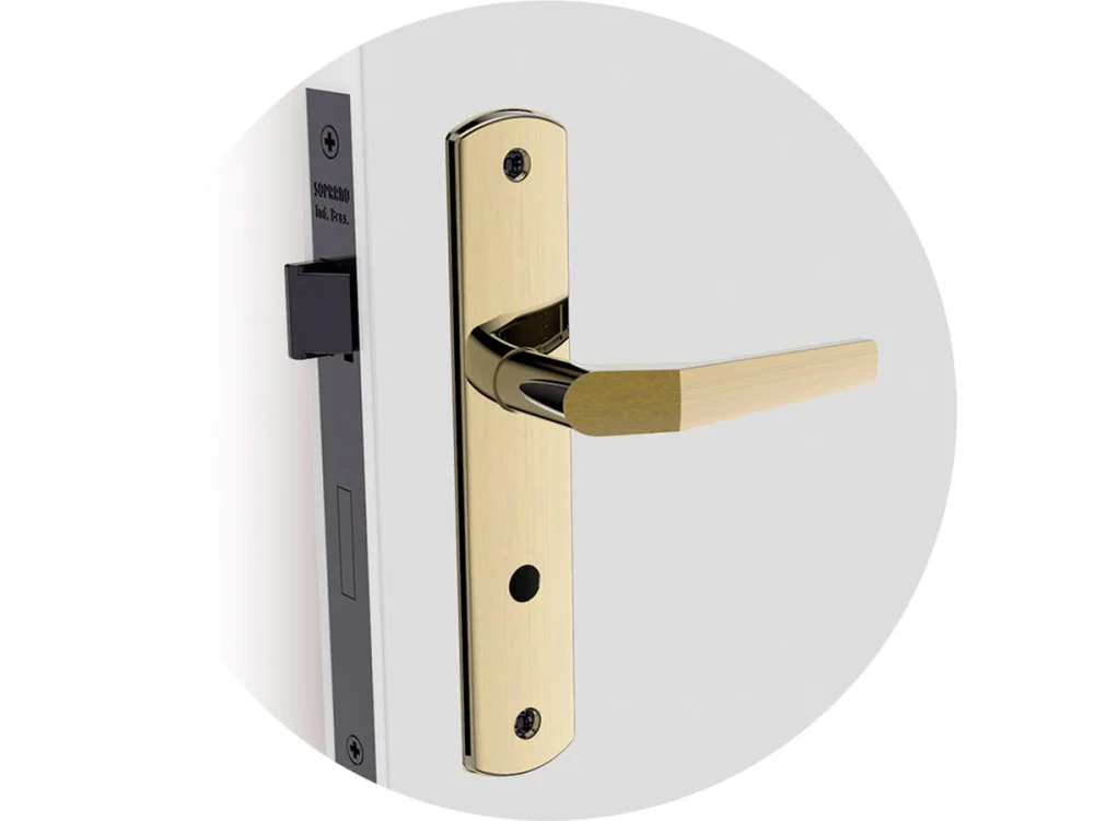 Kit Fechadura Popline Reta Oxidado ESP26 e Banheiro e Externa e Interna Soprano