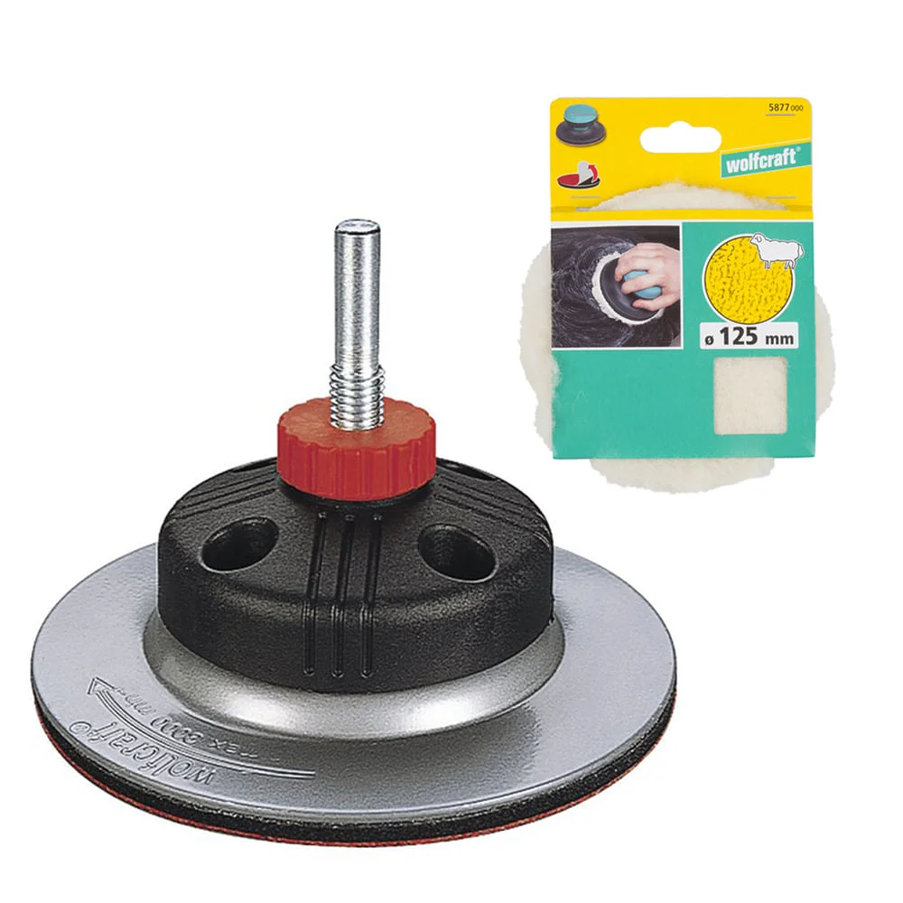 Kit Fixoflex 125mm 221100 e Lã de Cordeiro para Polimento 587700 Wolfcraft