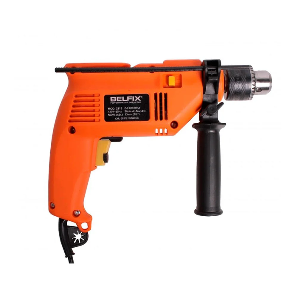 Kit Furadeira de Impacto 13mm 500 Watts Belfix e 3 Brocas de Metal