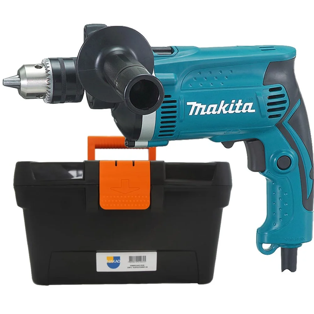 Kit Furadeira de Impacto 13mm HP1630 Makita e Caixa de Ferramentas 16 Pol