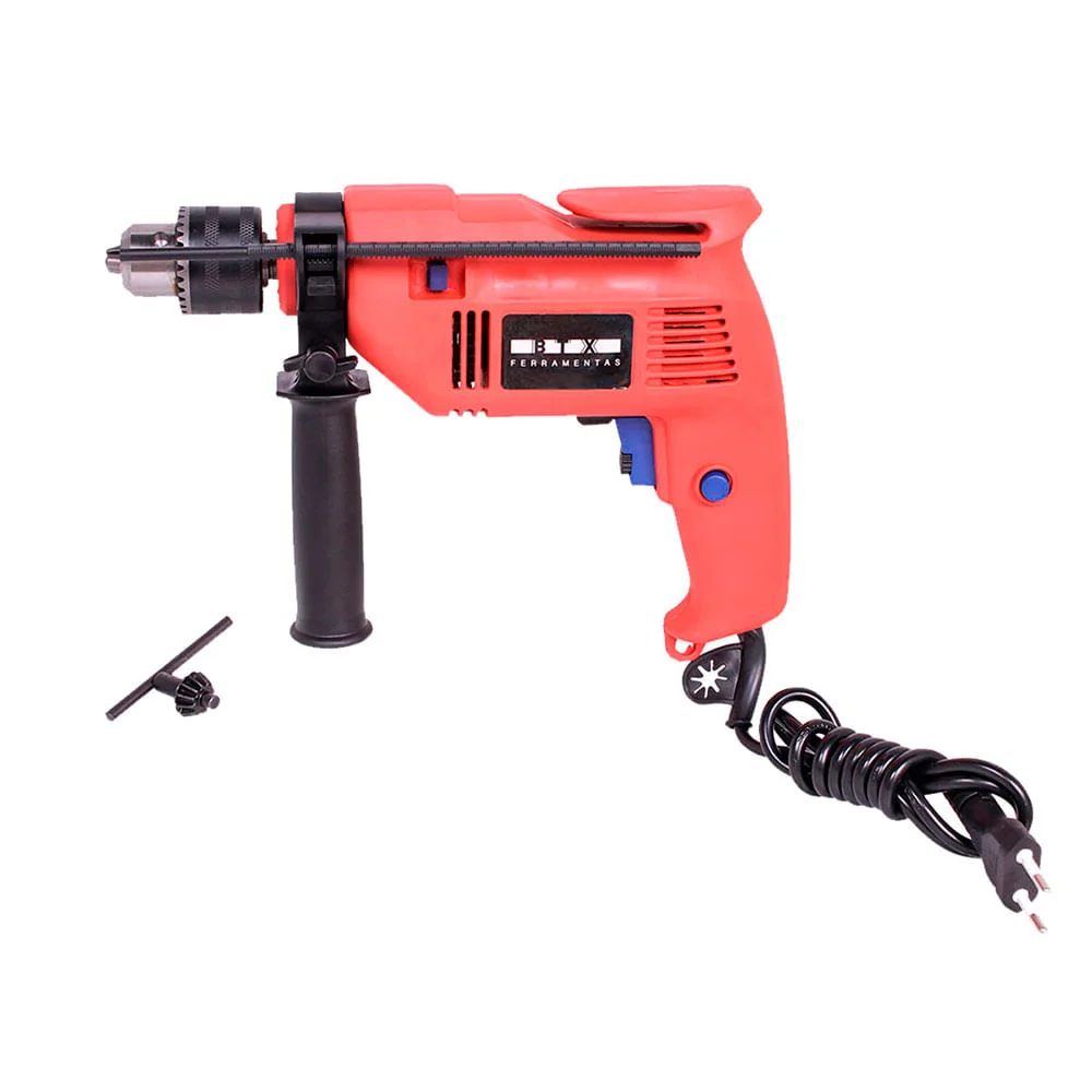 Kit Furadeira de Impacto 500W 13mm BTX e Brocas Forstner e Brocas e Maleta