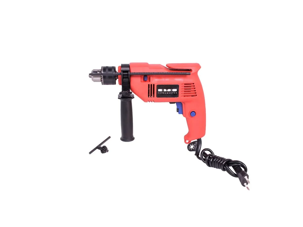 Kit Furadeira de Impacto 500W 13mm BTX e Jogo Brocas para Metal e Maleta